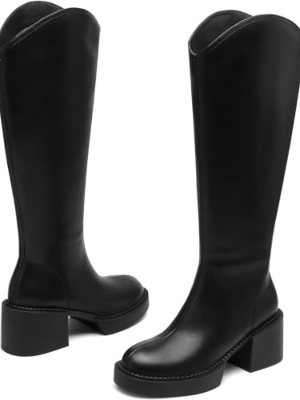 🆕 Knee High Boots for Women Platform Chunky Block Heeled Riding Boots Side